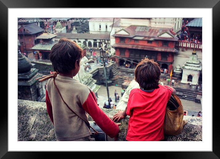  Kathmandu Boys Framed Mounted Print by Jamie Mitchell