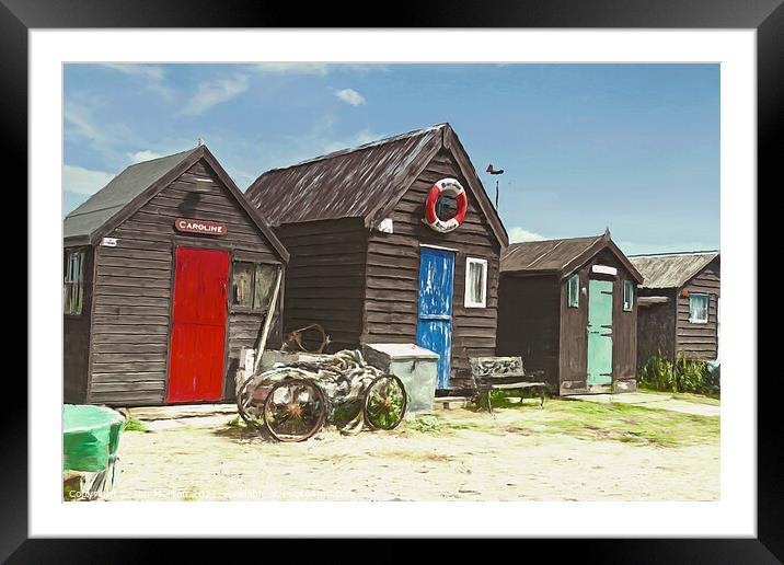 Old Fishing Huts Framed Mounted Print by Ian Merton