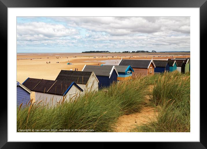 Wells next the sea beach huts Framed Mounted Print by Ian Merton