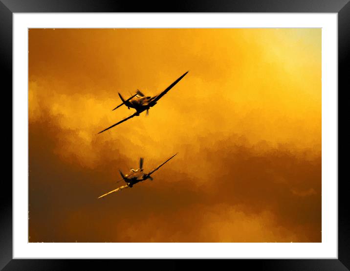 Spitfire Sunset Framed Mounted Print by Ian Merton