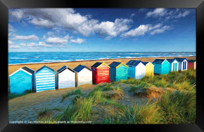 Southwold beach huts Framed Print by Ian Merton