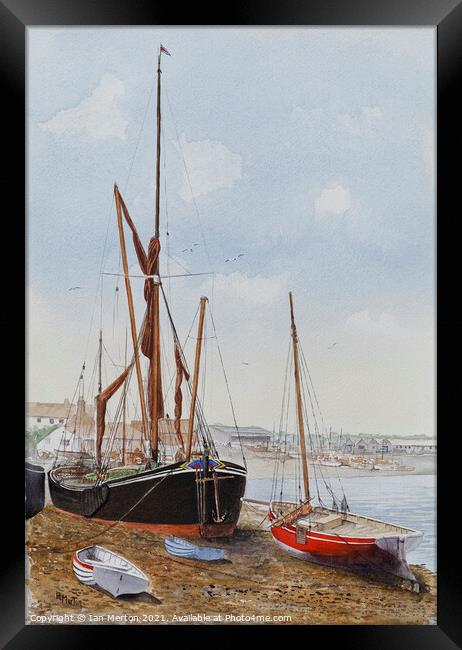 Thames barge at Maldon Framed Print by Ian Merton