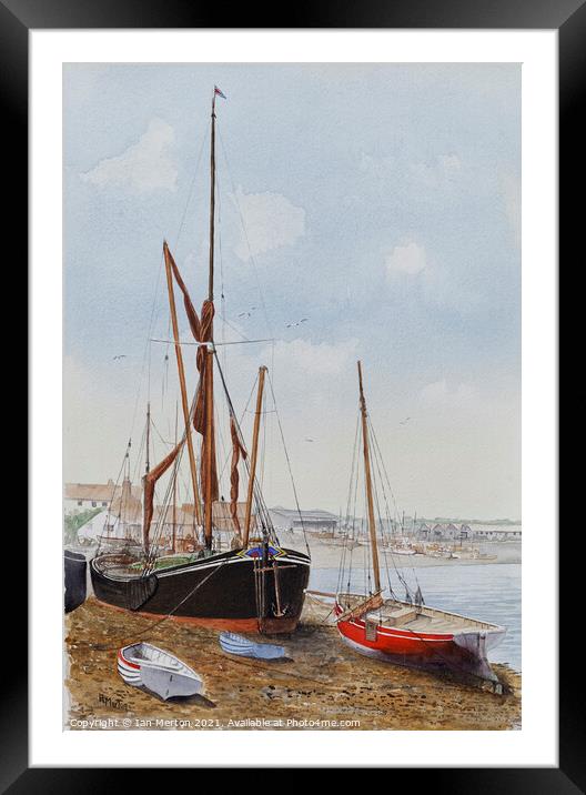 Thames barge at Maldon Framed Mounted Print by Ian Merton
