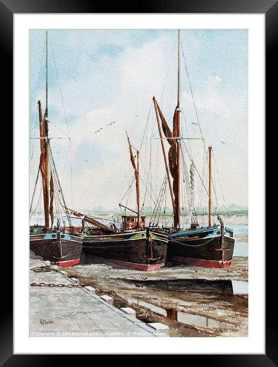 Thames Barges Framed Mounted Print by Ian Merton