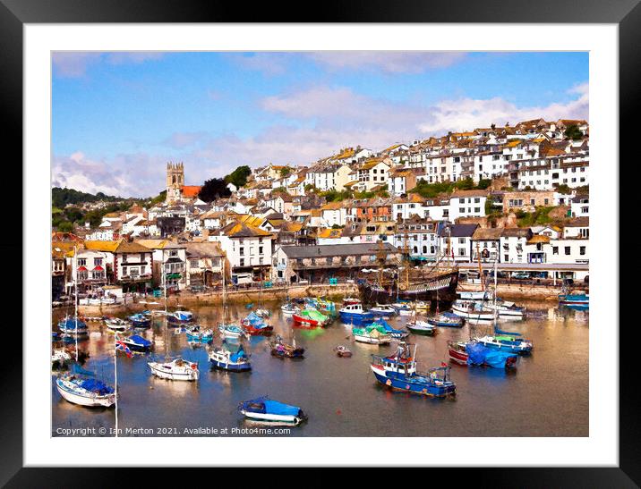 Brixham Harbour Framed Mounted Print by Ian Merton