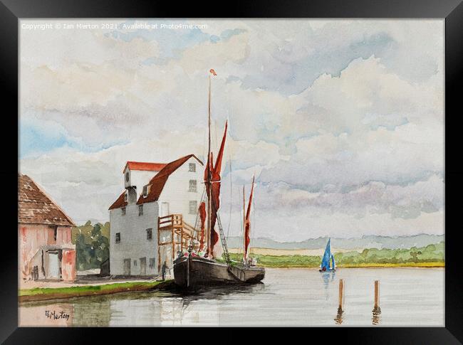 Moored at Woodbridge Framed Print by Ian Merton