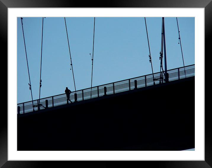 Running across The Humber Bridge Framed Mounted Print by Jackson Photography