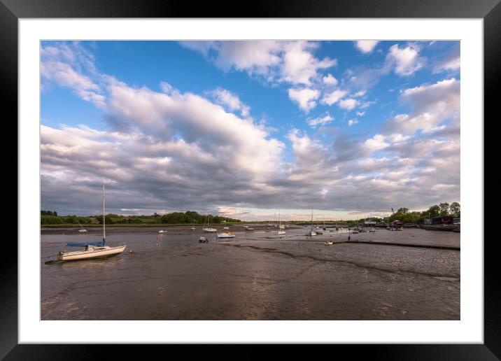 Evening on the River Deben in Suffolk at Low Water Framed Mounted Print by Nick Rowland