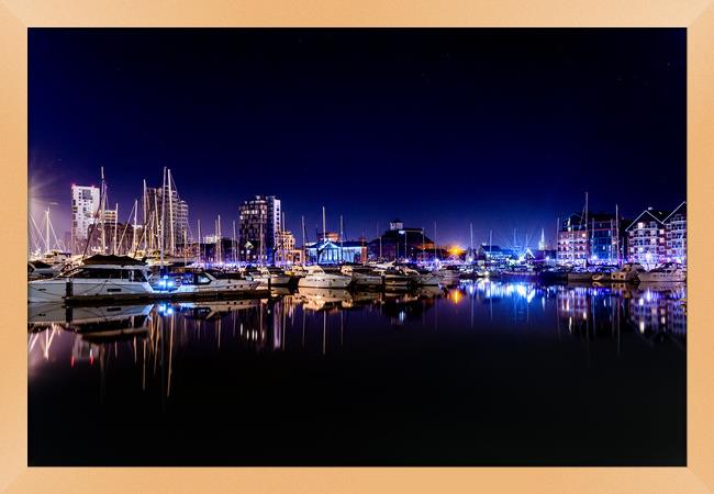 Ipswich Waterfront at Night Framed Print by Nick Rowland