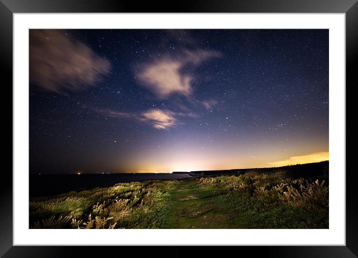 Night view of the Seven Sisters from Birling GAo S Framed Mounted Print by Nick Rowland