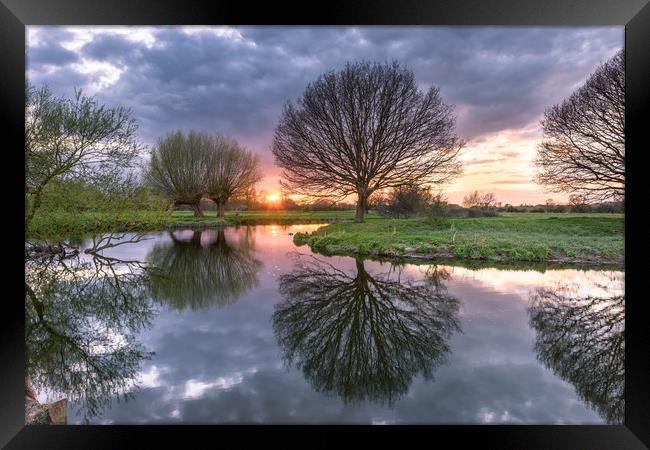Sunset at Dedham Vale, Suffolk and Essex Border Framed Print by Nick Rowland