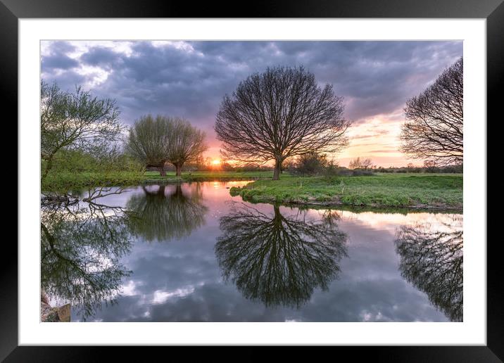 Sunset at Dedham Vale, Suffolk and Essex Border Framed Mounted Print by Nick Rowland