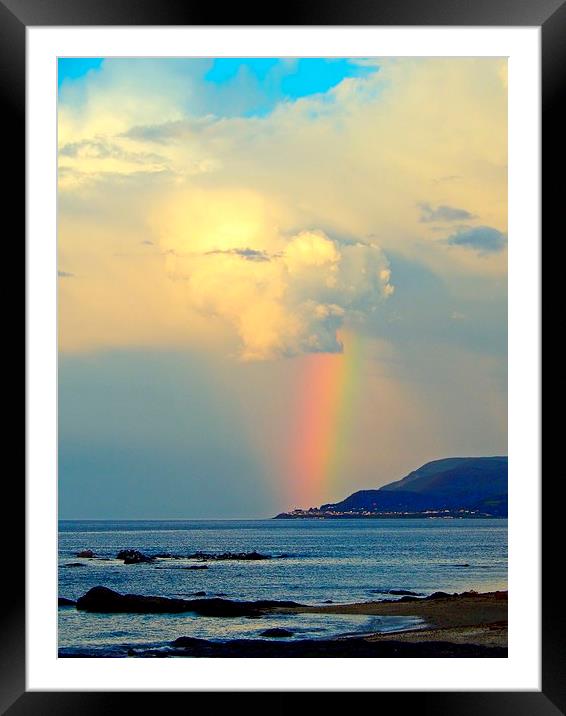  Storm Drops a Rainbow onto Village Framed Mounted Print by dan Comeau