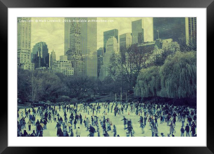 Skating in New York Framed Mounted Print by Mark Lovelock
