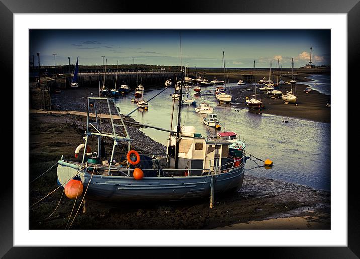 Fishing boats in low tide Framed Mounted Print by S Fierros