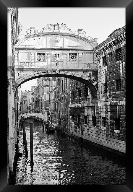Venice Bridge of Sighs B&W Framed Print by John Hickey-Fry