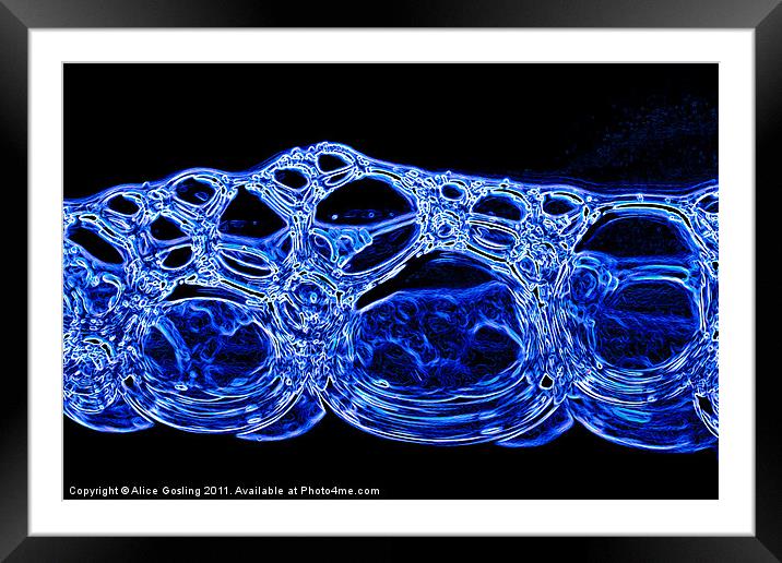 Blue Bubbles Framed Mounted Print by Alice Gosling