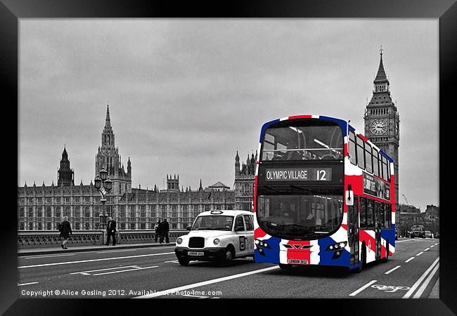 Union Jack Bus and Big Ben Framed Print by Alice Gosling