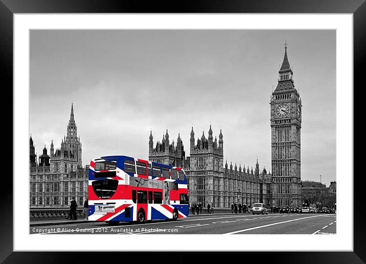 Union Jack Bus Framed Mounted Print by Alice Gosling