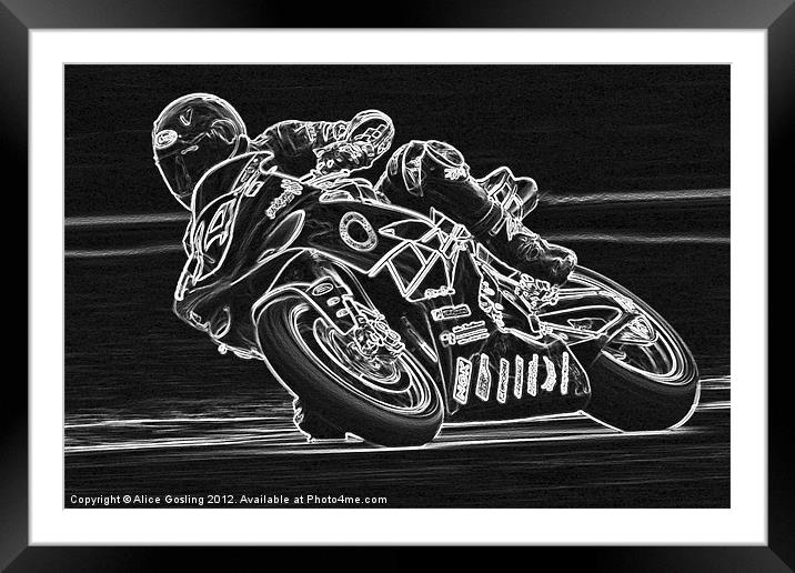 Motorbike Racing Framed Mounted Print by Alice Gosling