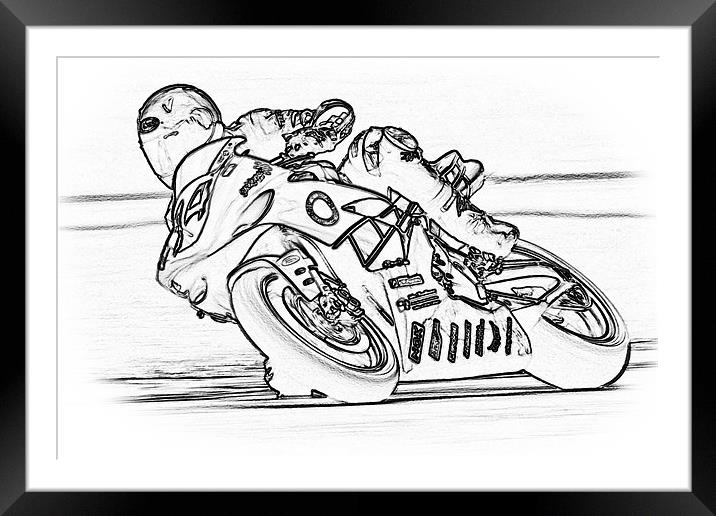 Motorbike Racing Framed Mounted Print by Alice Gosling