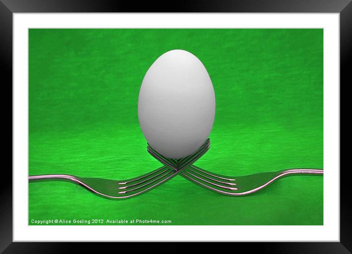 Balanced Breakfast in Green Framed Mounted Print by Alice Gosling