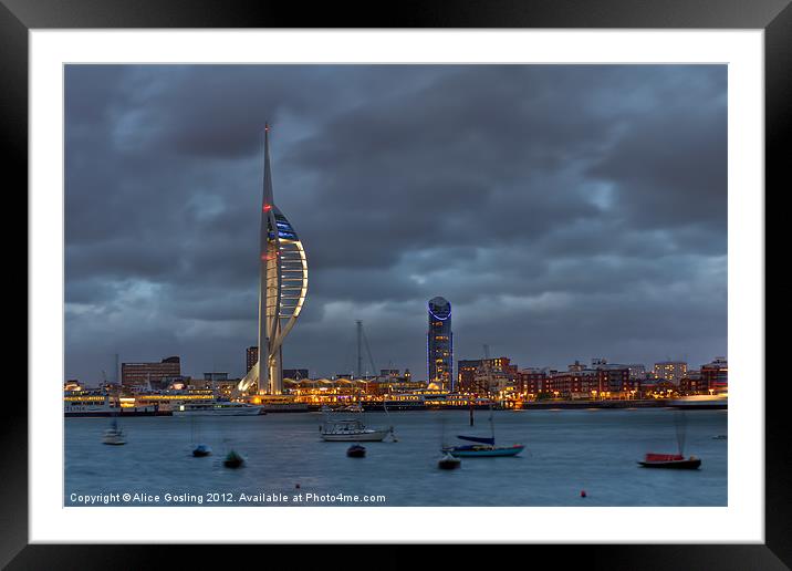 Spinnaker Tower in White Framed Mounted Print by Alice Gosling