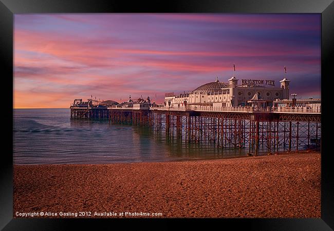 Brighton Pier Sunrise Framed Print by Alice Gosling