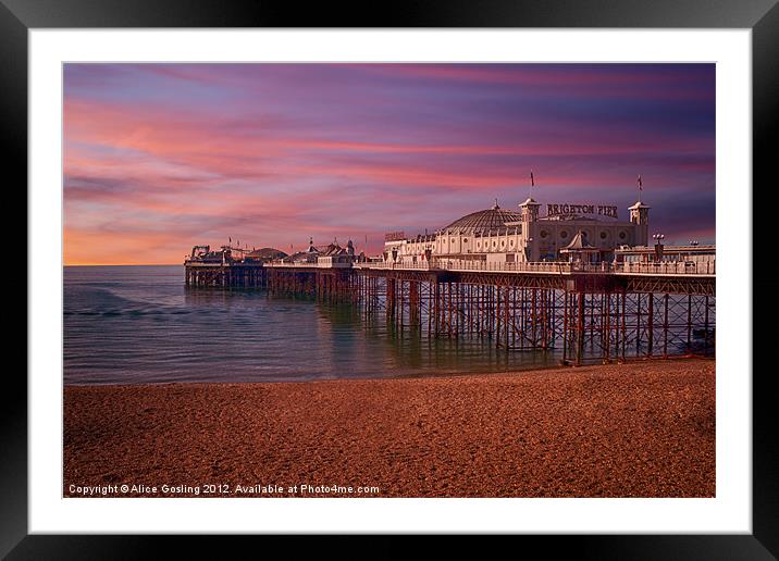 Brighton Pier Sunrise Framed Mounted Print by Alice Gosling