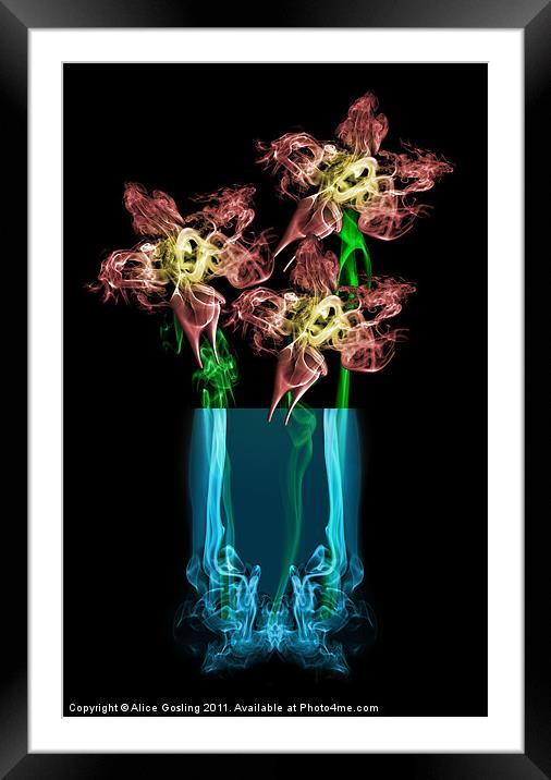Smokey Flowers Framed Mounted Print by Alice Gosling