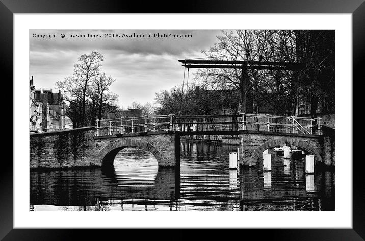 Bruges Old Town Canal bridge Framed Mounted Print by Lawson Jones