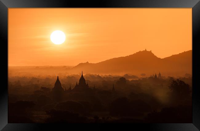 Bagan Sunrise Framed Print by Johannes Valkama