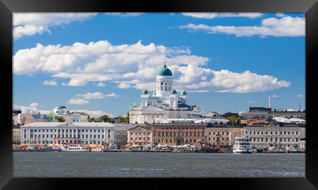 Helsinki Cathedral and Market Square Framed Print by Johannes Valkama
