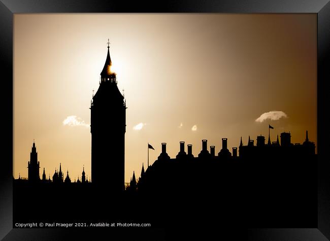 Big Ben silhouette  Framed Print by Paul Praeger
