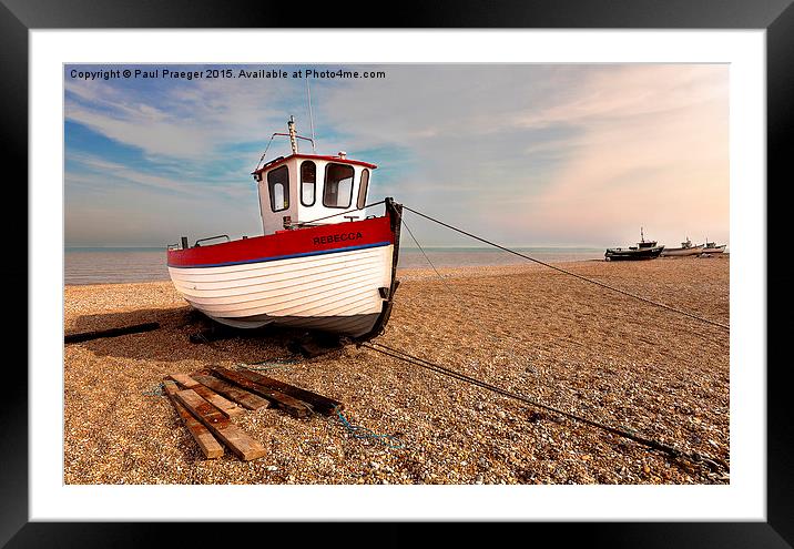  Red and White fishing boat Framed Mounted Print by Paul Praeger