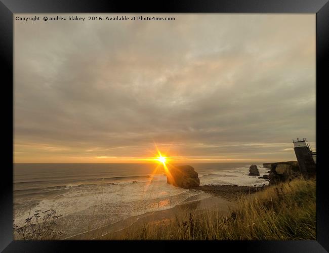  Marsden Rock Sunrise Framed Print by andrew blakey