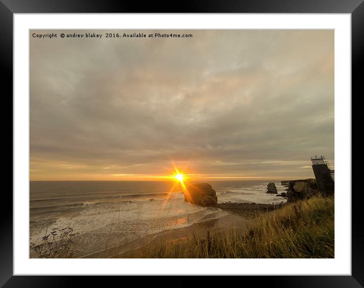  Marsden Rock Sunrise Framed Mounted Print by andrew blakey