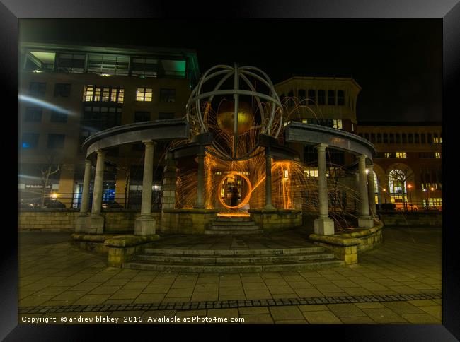 Wire wool Spin on the Quayside in Newcastle Framed Print by andrew blakey