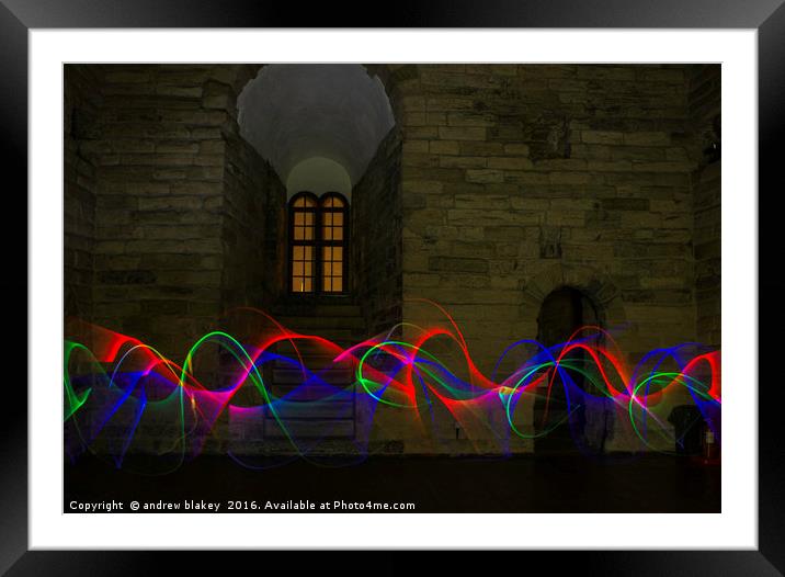 light lines at Newcastle Keep Framed Mounted Print by andrew blakey
