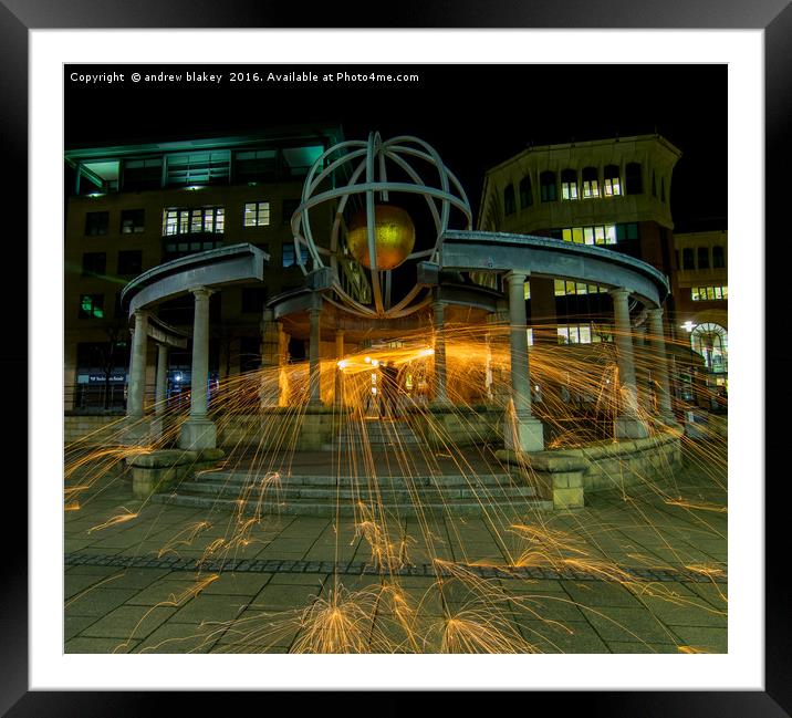 Wire wool Spinning on Newcastle Quayside Framed Mounted Print by andrew blakey