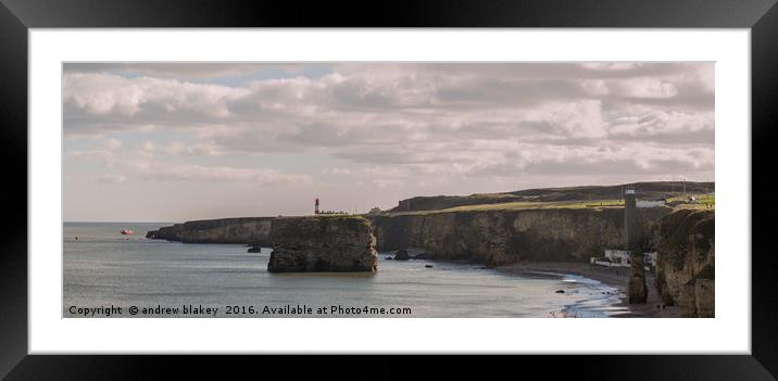 Panorama of Marsden Bay and Lizard point Framed Mounted Print by andrew blakey