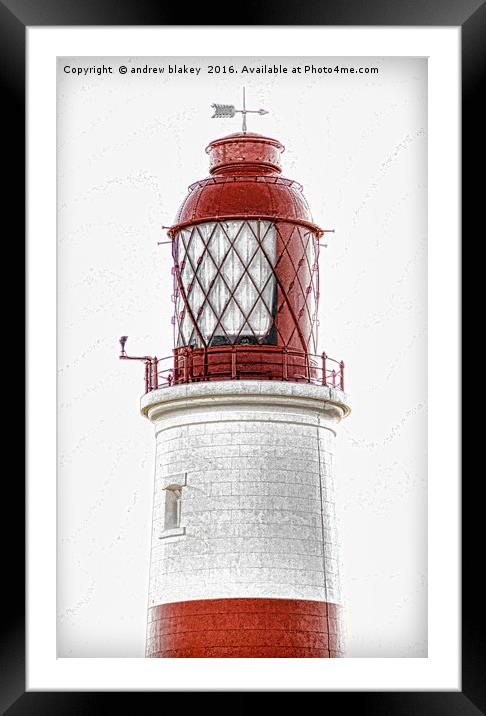 Souter Lighthouse sketch Framed Mounted Print by andrew blakey