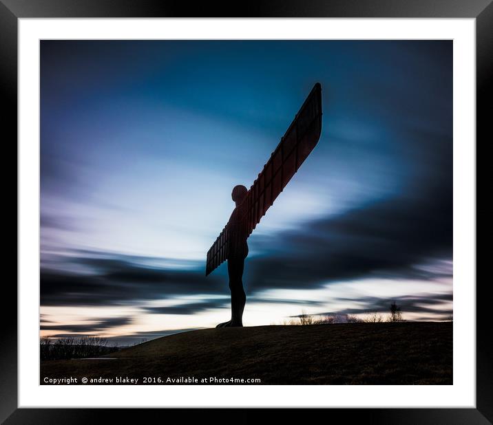 Majestic Angel of the North at Sunset Framed Mounted Print by andrew blakey
