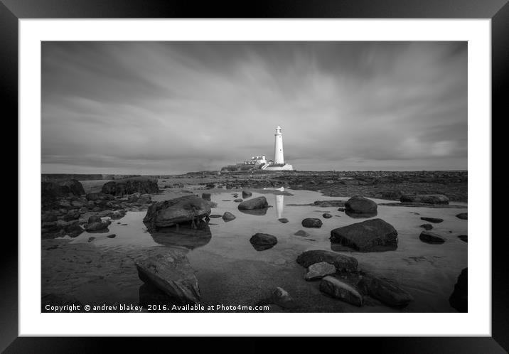 St Marys lighthouse Framed Mounted Print by andrew blakey