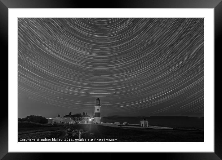 Radiant Startrail at Souter Lighthouse Framed Mounted Print by andrew blakey