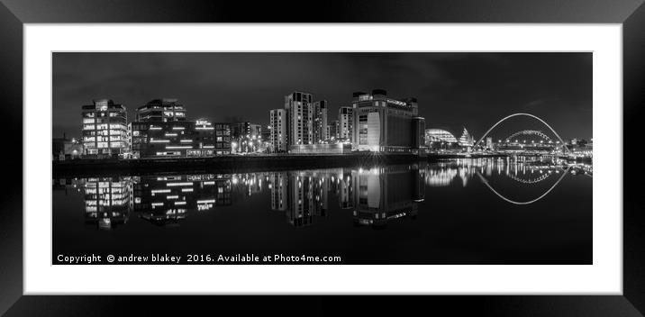 Gateshead Quayside and Tyne Bridges Framed Mounted Print by andrew blakey