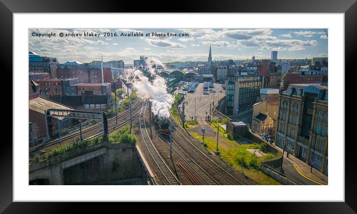 The Mighty Flying Scotsman on Its Journey to Edinb Framed Mounted Print by andrew blakey