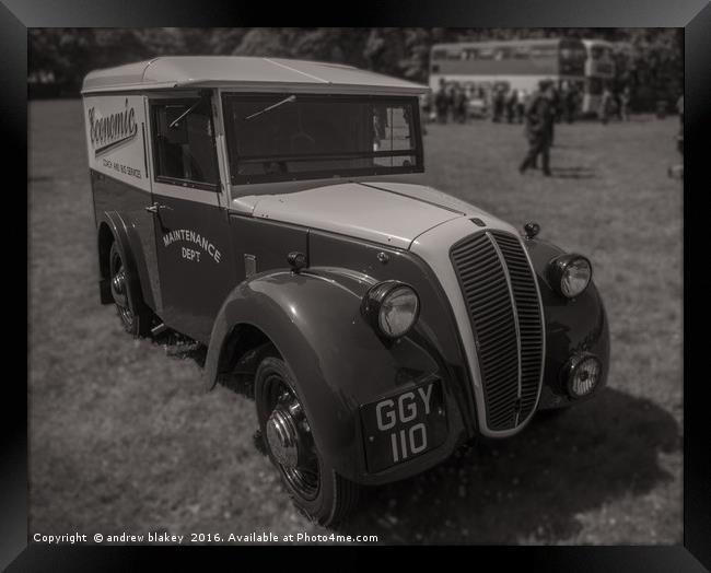 Economic buses Maintenance Van  Framed Print by andrew blakey