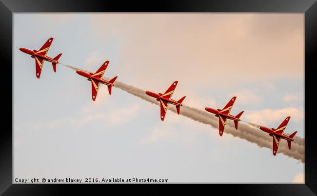 Red Arrows Enid across the sky Framed Print by andrew blakey