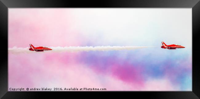 Red Arrows, color chase Framed Print by andrew blakey